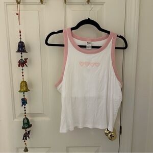 PINK Victoria's Secret White and Pink Kids Tank Top